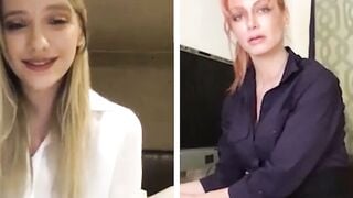 Kenna James and Serene Siren Lesbian Video Call Tease and Masturbation