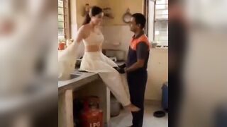 Desi Indian Girl Fucks Boyfriend Naked in Bedroom After Kitchen Kiss