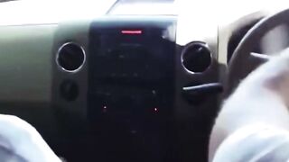 Petite Brunette Daughter Sucks Old Guy's Dick In Hidden Car POV Cum Swallow