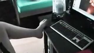 German MILF Watches Hot Guy Stroke His Cock And Cums Hard