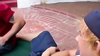 Casey Deepthroats Hung Blonde Jeremiah's Cock by the Pool