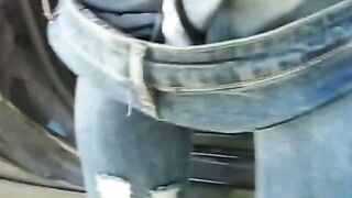 Italian Amateur Girl Sucks Cock in Jeans Outdoors