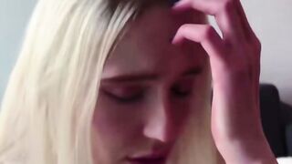 Blonde Squirting Skank into White Underwear Ride Dick on Couch