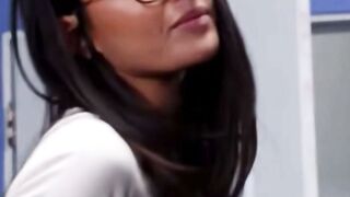 Glasses women Gets Butt Banged! Rough By 2 Guys On Table