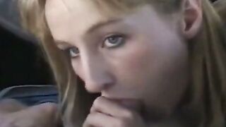 Amateur Blowjob in Car with Cumshot