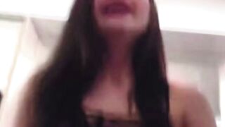 Young Dark haired inside Leopard Bodysuit Blows Dick on Bed