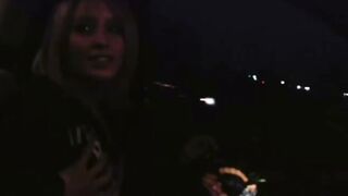 Blonde milf Gets naked Zebra Top for Public Dick Sucking off on Patio Chair