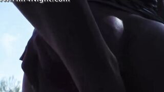 Blonde milf Gets naked Zebra Top for Public Dick Sucking off on Patio Chair