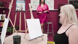 Blonde Eighteen Blows Professor's Penis inside Art Class
