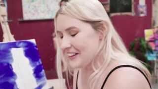 Blonde Eighteen Blows Professor's Penis inside Art Class