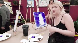 Blonde Eighteen Blows Professor's Penis inside Art Class