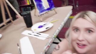 Blonde Eighteen Blows Professor's Penis inside Art Class