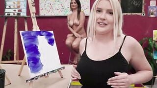 Blonde Eighteen Blows Professor's Penis inside Art Class