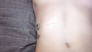 Inked Blonde Teens Blows Penis inside Tie Dye Shirt pov