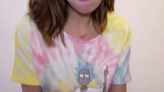 Inked Blonde Teens Blows Penis inside Tie Dye Shirt pov