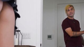 Cheerleader Kait Deepthroats Huge Dick into Tight Pink Skirt