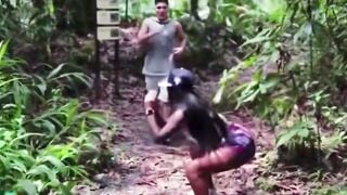 Muscular Hubby Watches Fiance Got Deepthroated by bbc into Jungle 3 way
