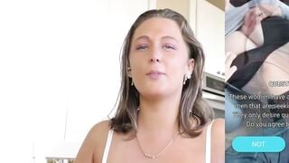 Blonde Goddess inside White Dress Blows Dick and Takes Deep Throat on Bed