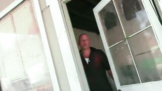 Dark haired Deepthroats Dick into Vehicle Then Riding It Rough