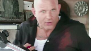 Dark haired Deepthroats Dick into Vehicle Then Riding It Rough