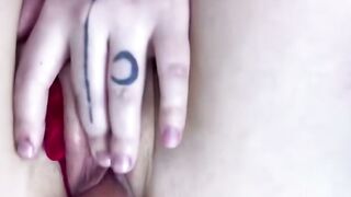 Inked Blonde milf Blows Penis inside White Shirt and African Stockings