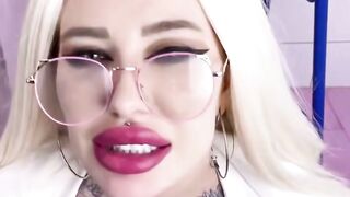 Inked Blonde milf Blows Penis inside White Shirt and African Stockings