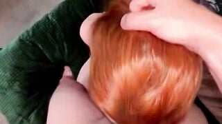 Red head milf Deepthroats Dick on Green Bed into Red Underwear