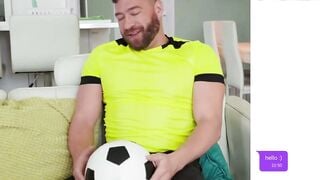 Teenie sluts into Red Jersey Blows Inked Bf's Dick on Couch