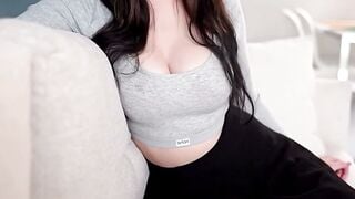 Huge Titties Stepsister Plays Truth or Dare on Couch Then Bed