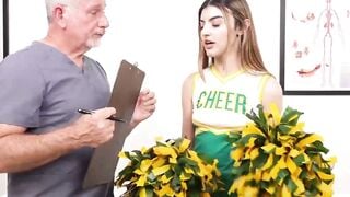 Cheerleader Julia James in Green & Yellow Uniform Gets Her Bare Breasts Groped