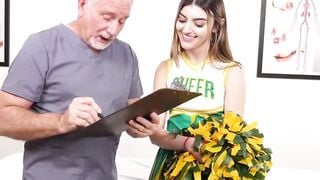 Cheerleader Julia James in Green & Yellow Uniform Gets Her Bare Breasts Groped