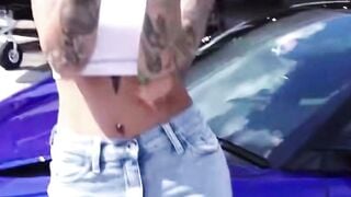 Red haired Inked Beauty Abigail Mac Blows Dick inside Homemade Jet