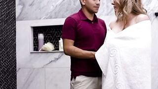 Blonde mom Cory Chase Gets Double Penetration From Stepson And Babysitter