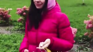 Bella Starr Deepthroats Penis into Pink Hoodie Public pov