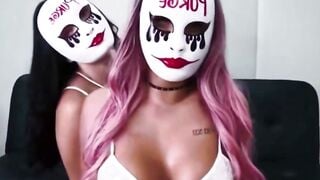Salome Gil & Mariana Martix Halloween Masked Lesbo Cum Drink