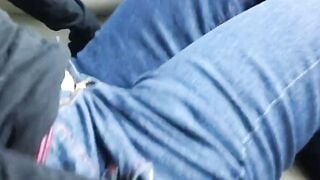 Amateur Girl Takes Jeans Down for Lingerie Car Sex