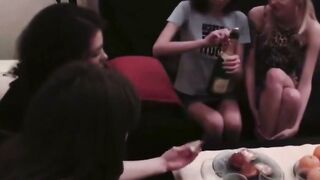 Sizzling lesbo foursome heats up the living room 45