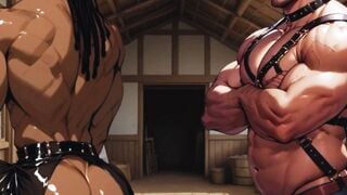 Rugged Muscular Cowboys Intense Anal Action in Barn