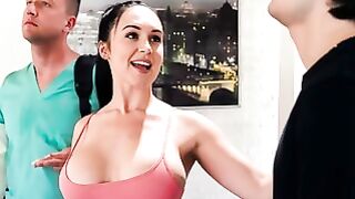 The masseur grabbed the brunettes huge titteds and nailed her - Van Wylde 19