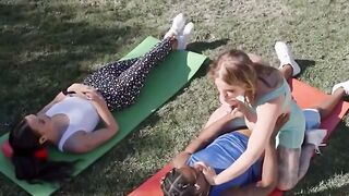 Brandy Renee Yoga Professor Blows Long Fat Penis Outside On Mat