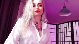 Inked Blonde Blows Dick pov | Deep throat Cum Drink