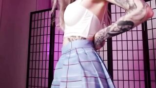 Inked Blonde Blows Dick pov | Deep throat Cum Drink