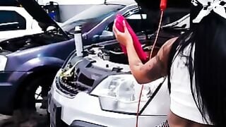Inked Mechanic Mariana Martix Gets Anal Gaped inside Vehicle Garage