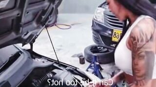 Inked Mechanic Mariana Martix Gets Anal Gaped inside Vehicle Garage