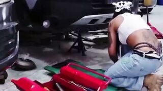 Inked Mechanic Mariana Martix Gets Anal Gaped inside Vehicle Garage