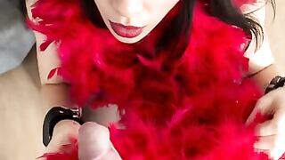 Abigail Mac Showgirl Ride Long Dick inside Red Feathers