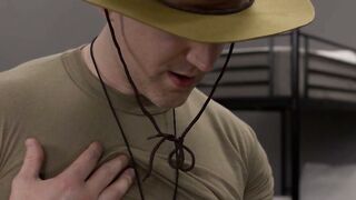 Army Brat threesome inside their barracks