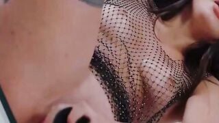 Martina Blows Long Dick While Wearing Fishnet Bodysuit