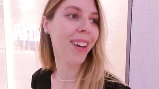 Blonde Shoplifter Deepthroats Dick in Outdoor Mall Bathroom