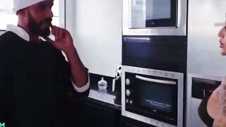 Slim Cuckold Fiance Fucks Chef While Hubby Calls On Phone